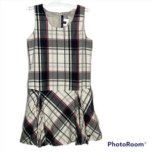 Lili Gaufrette Kilt Shift Sleeveless Dress 8 Red, Cream, and Black